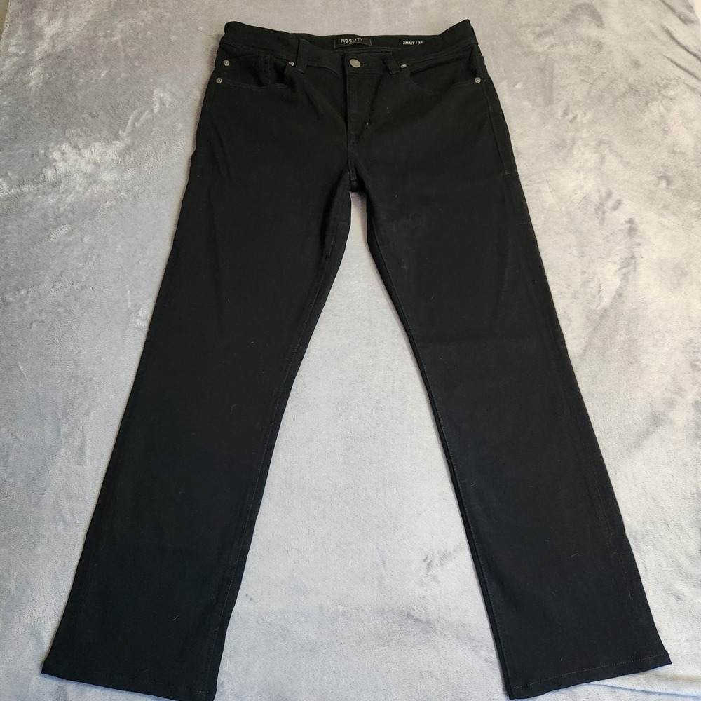 New Fidelity Denim Jimmy Slim Straight Jeans Men's Black Denim 33x30 33